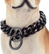 Black Stainless Steel Dog Collar Cuban Link Chain Dog Collar for Lagre Dogs