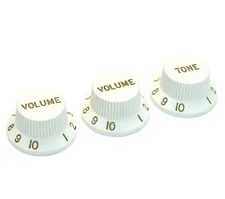 White Late 70s Style VVT Knobs for Fender USA Jazz Bass® 6mm Split Shaft JBK-WHT