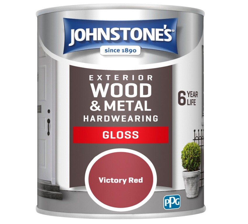 Johnstone's Wood & Metal Exterior Hardwearing Gloss Paint 750ml - Victory Red