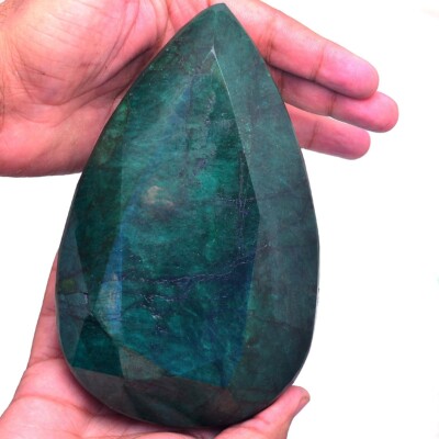 9895 Cts Natural Emerald Huge Museum Size Pear Faceted Cut Gemstone ~ Certified