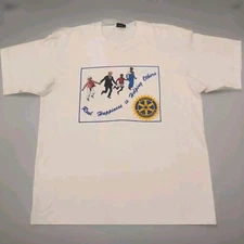 Vintage T Shirt Size XL White Short Sleeve 29x22 Rotary International Happiness