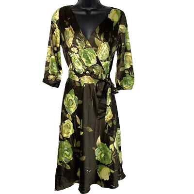 banana republic semi formal dress 100% Silk Floral A Line Size 2 Brown, Gold and Green Short Cocktail Dresses & Gowns