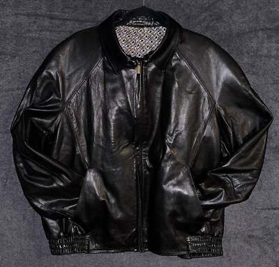 Zilli Black Calf Skin Leather Jacket In Noir Size 58 Silk Lined