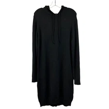 Cozy Co. Women’s Long Sleeve Hooded Midi Sweater Dress Black S New
