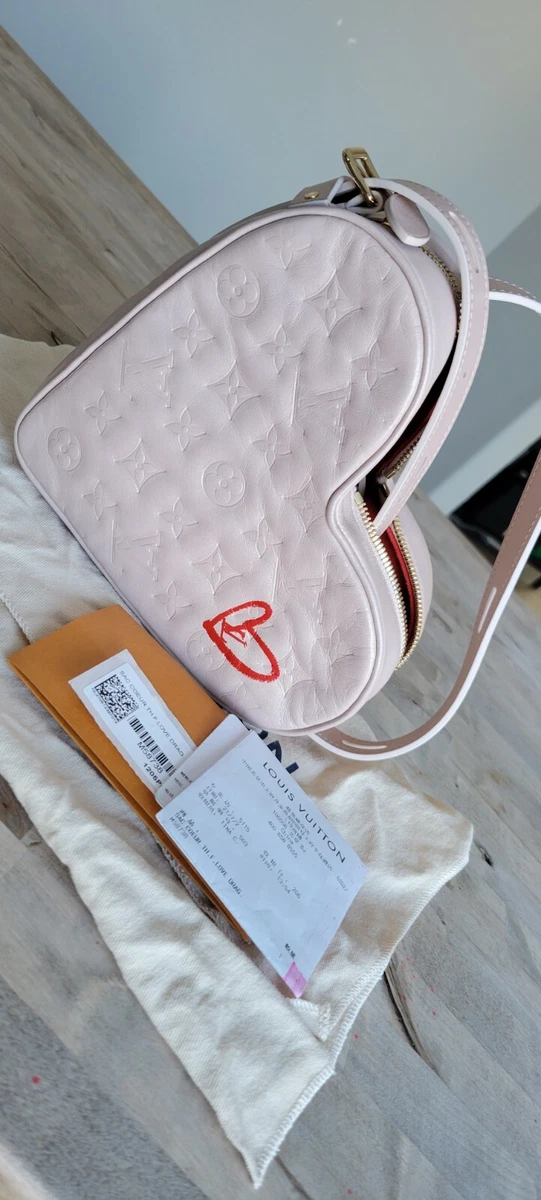 LOUIS VUITTON Monogram Embossed Leather In Love Sac Coeur Light Pink Heart  Bag