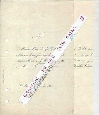 FAIRE PART WEDDING + Francis PRUD'HOMME / Aline GUILLO LOHAN + 1865 St Brieuc