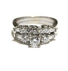 GIA 14k white gold 1.31ct round diamond engagement ring wedding band 7.4g 7 set — photo 1