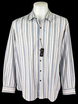 TASSO ELBA Herren grau gestreift L/S ABENDHEMD - XL - Brustumfang 52'' - UVP 65 £