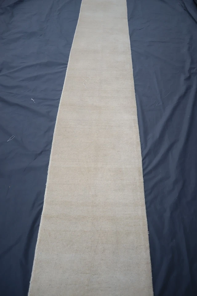 14 Ft Beige Runner Rug- 2'0x13'10 ft Afghan Modern Hand Knotted Long Hallway Rug - Image 3 of 4