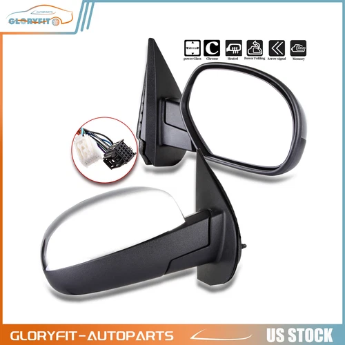 Chrome Mirror For 07-13 Chevy GMC RH Power Fold Heated Puddle Lamp Signal Memory