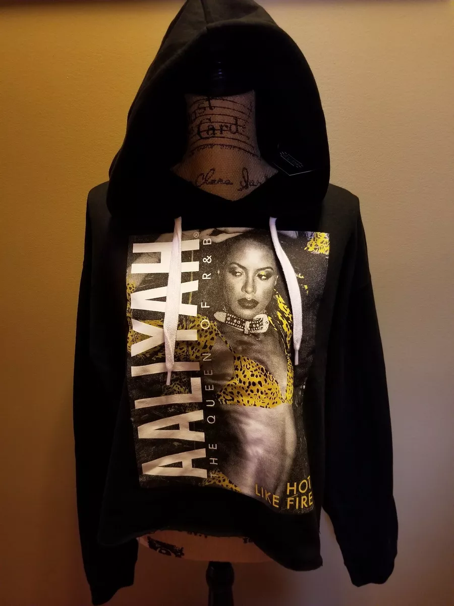 NWT Womens Aaliyah Pullover Sweatshirt Hoodie Black Queen Of R & B Size L