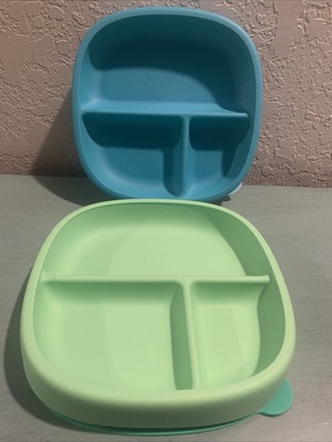 NUK Silicone Grip Suction Plate Divided Baby Toddler Feeding Tray Lot Of 2 New