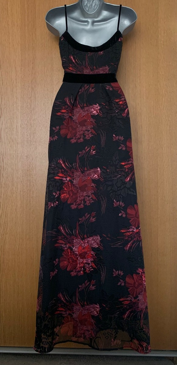 Robe Cocktail Karen Millen Rouge Foncé - Taille UK 10 (EU 38) - Style Fluide Avec Plis Et Découpes - Occasion Très Bon état