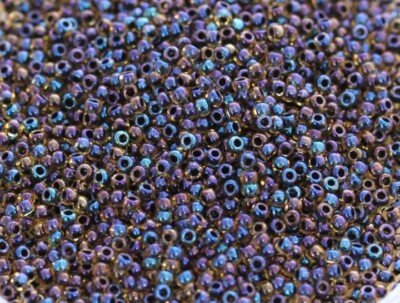 TOHO Aiko 11/0 Jet-Lined Jonquil Rainbow Precision Cylinder Seed Beads, 4g Pack