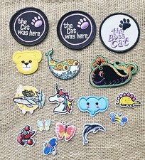 Lot Of 16 Animal Iron On Patches Cats, Whales, Dolphin, Unicorn More