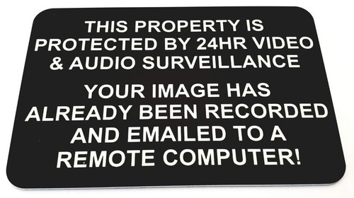24HR Video Audio Surveillance Sign Plaque 15cm x 10cm CCTV Remote Email Security - Picture 58 of 94