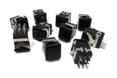 10pcs KD2-22 Non Locking Push Button with Green LED 19x19mm 8 Pins 3A 250V ON-ON