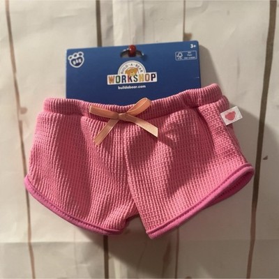 Build-A-Bear Workshop Pink Waffle Knit Shorts with Bow Bear Clothing Accessory