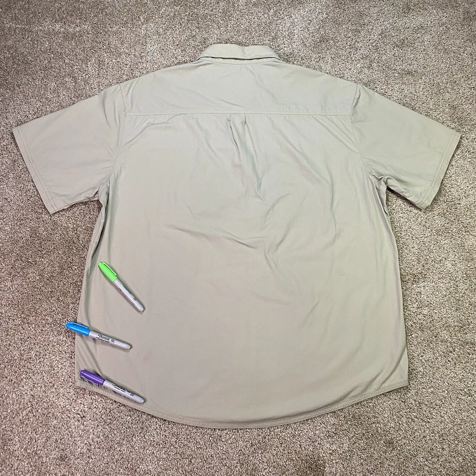 Santa Cruz Skateboard Shirt Men L Beige Collared Button Flap Pockets Streetwear - Image 2 of 4