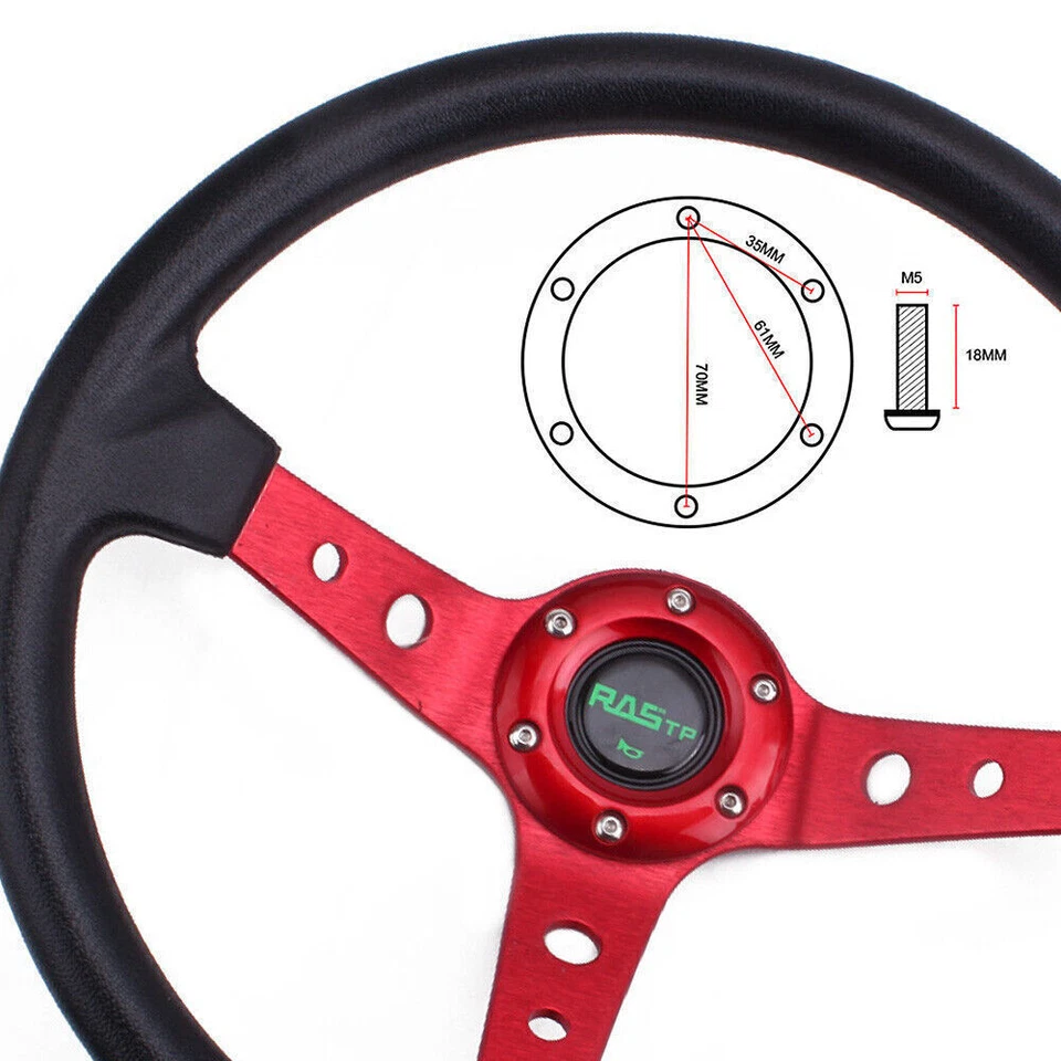 14" Red Steering Wheel+Quick Release+Hub Adapter For Mitsubishi Eclipse Impreza Foto 4 de 4