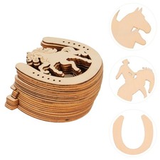 24 Pcs Horseshoe Design Wood Chips for Crafts Herraduras Madera Para Decoracion