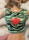 VTG Barbie doll crop top camo heart 1998 new
