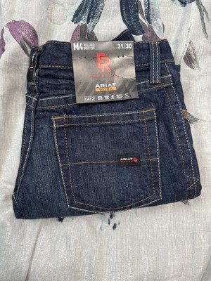 NEW Ariat FR M4 Relaxed Boot Cut Denim Jeans Sz 31x30 Cat 2 Dark Wash Work Pants
