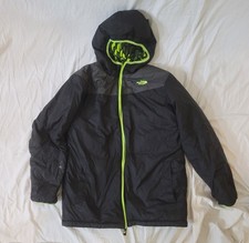 North Face Jacket Coat Reversible Boys XL 18-20 Black Fleece Camo Neon Green