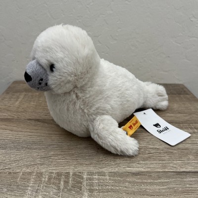 NWT Steiff Aro Heulen Baby White Seal Pup Plush Soft Cuddly Friends 10  New!