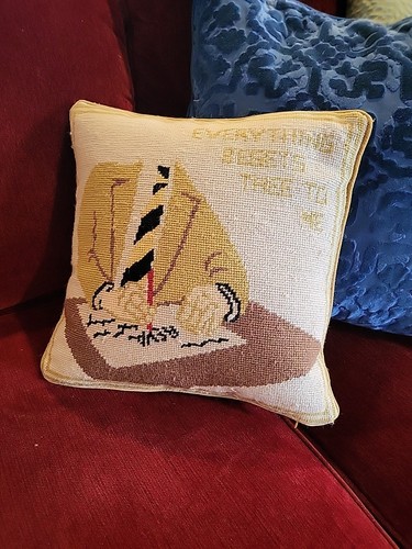 Vtg Tory Burch Needlepoint 100% Wool Throw Pillow Velvet - Picture 5 of 6