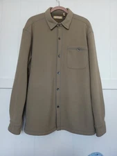 True Grit Fleece Shacket Long Sleeve Button Up Blanket Shirt Mens L Tan Jacket