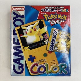 Nintendo Game Boy Color Pokemon Pikachu Yellow Console Complete In Box! READ
