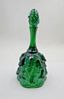 Vintage Fenton Green Iridescent Carnival Glass Bell ~ Lily of the Valley Design
