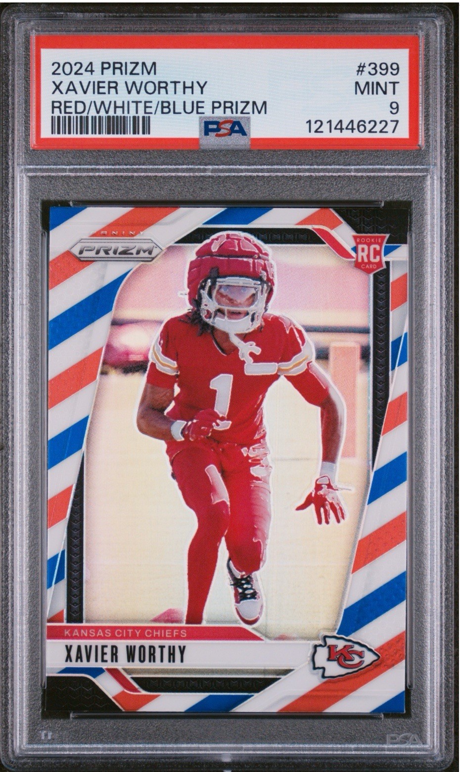 2024 PANINI PRIZM RED/WHITE/BLUE PRIZM #399 XAVIER WORTHY PSA 9