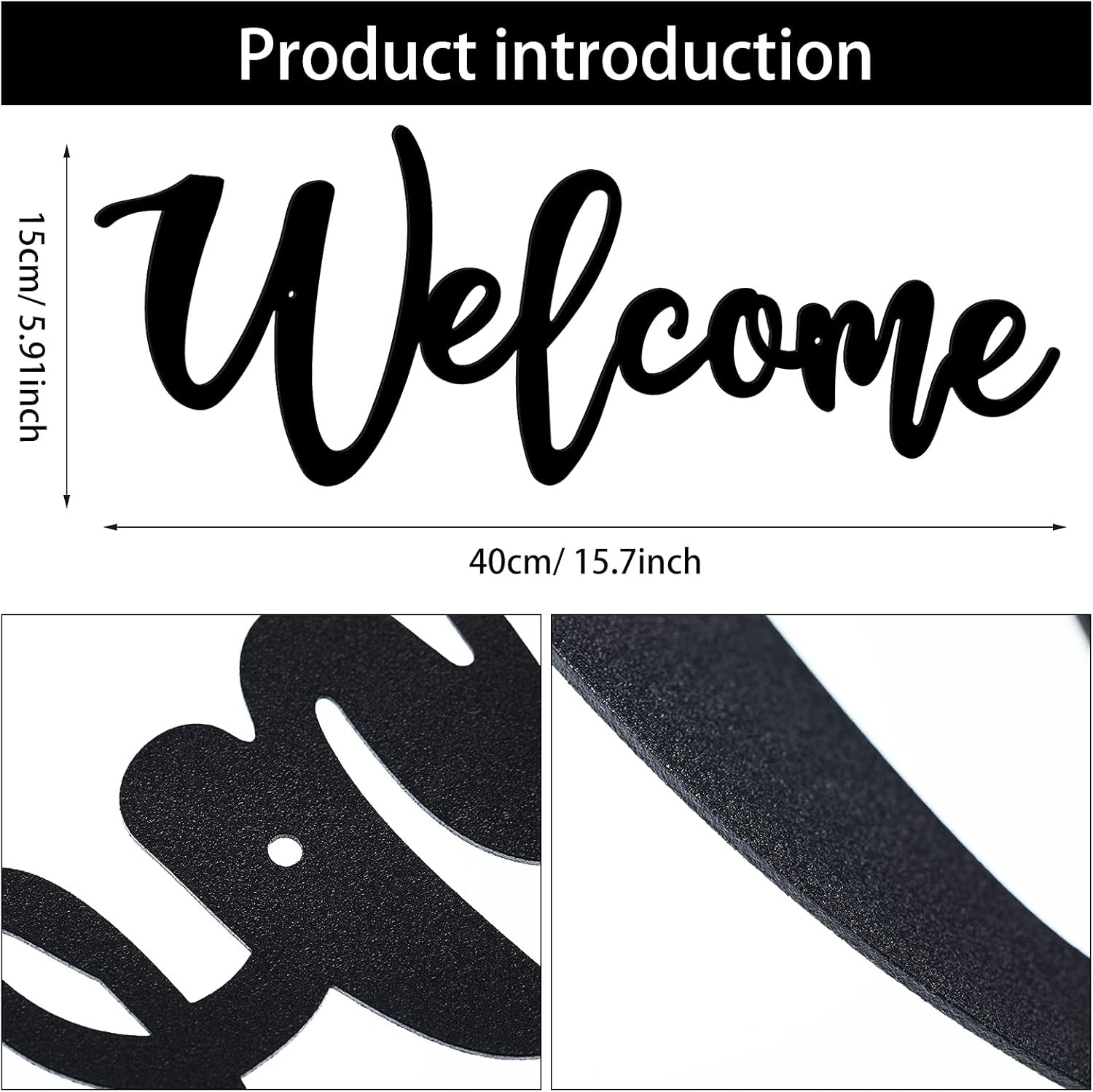 Welcome Metal Sign Wall Decor Cutout Letters Hanging Art for Home & Office