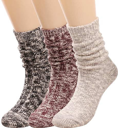 3 Pairs Women Winter Wool Cable Knit Crew Knee High Acrylic Blend Color B05 - Bild 1 von 6