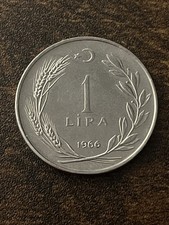 1966 Turkey Türkiye 1 One Lira Beautiful Actual Coin TC683*