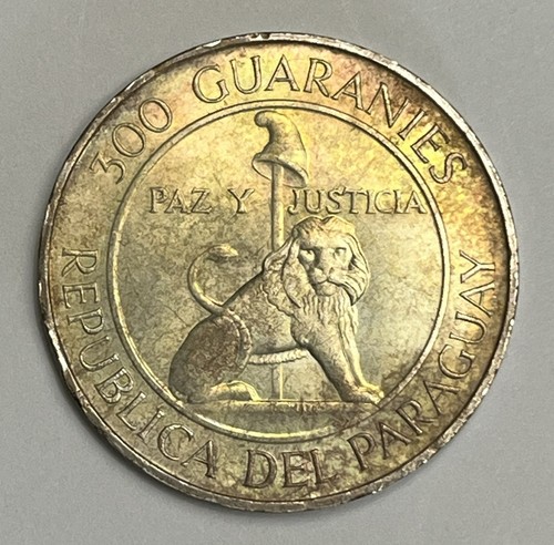 1968 PARAGUAY,   300 GUARANIES ,  STROESSNER  *** SILVER CROWN ***