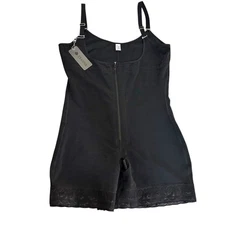 YIANNA Shapewear Bodysuit Open Crotch Lace Trim Adjustable Straps Romper 4XL