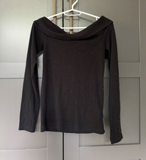H&M Damen Oberteil Top Schwarz Carmen-Ausschn...