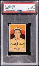 Signed Waite Hoyt 1923 w515-1 NY Yankees Rookie Card Autographed HOF RC Auto PSA