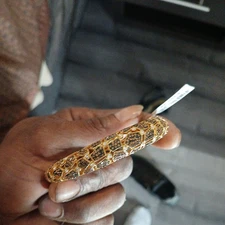 Giraffe  Bangle Bracelet Brown and White  Crystals in Gold/Bronze Tone