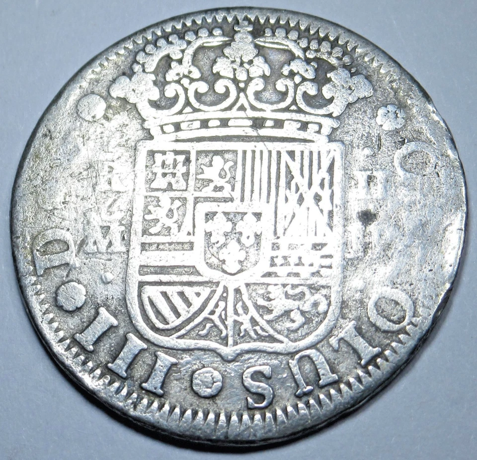 1760 Spanish Silver 2 Reales Genuine 1700's Colonial Cross Pirate Treasure Coin - Image 2 of 2