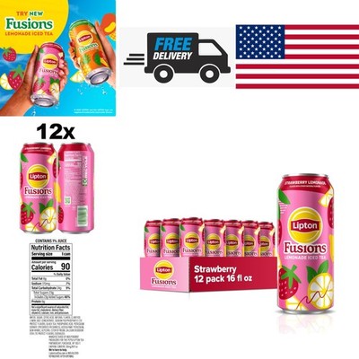 Strawberry Lemonade Iced Tea 16 Fl Oz Cans 12 Count Refreshing Summer Drink