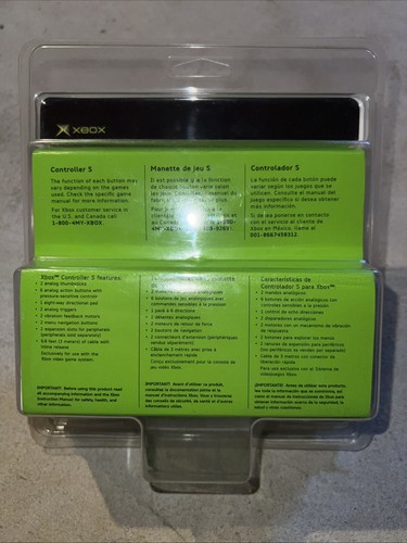Original Xbox Controller S Black Microsoft XBOX 2003 S Type Genuine NEW SEALED - Picture 3 of 6