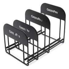 Stainless Steel Wire Cookware Storage Rack, 5 Frying Pan Compartments, Counte...