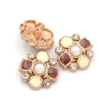 5 PCS 25mm Metal Pearl Crystal Rhinestone Buttons Single Hole Embellishment