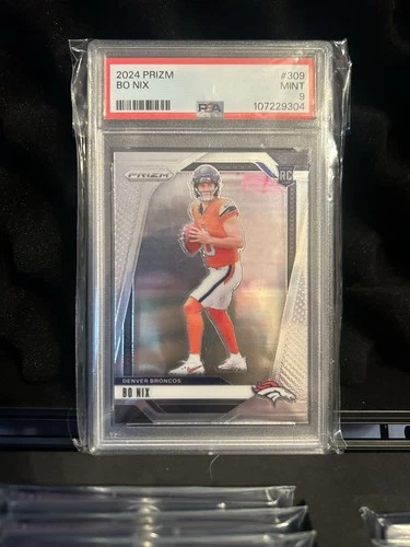 Panini Prizm 2024 Rookies Bo Nix #309 Denver Broncos PSA 9 Football Card