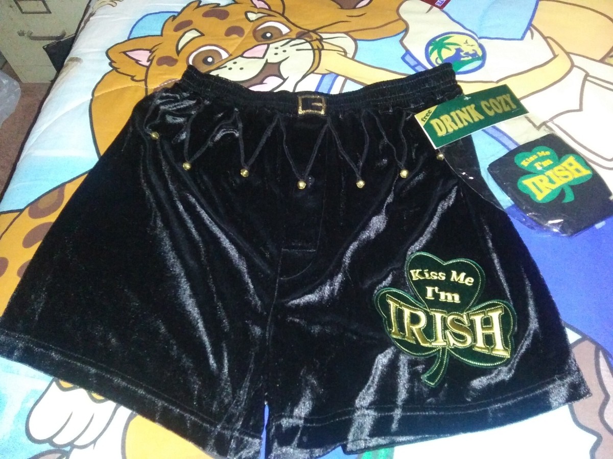 New Mens Kiss Me I'm Irish Lounge Casual Boxer Shorts Large And