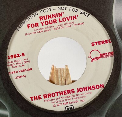 THE BROTHERS JOHNSON 45 RPM RUNNIN' FOR YOUR LOVE STEREO/MONO PROMO M-